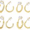 PLOMFOV Plomfov Clip On Hoop Earrings For Women 14K Gold Plated Non Pierced Earrings Clip On Hoops Small No Piercing Fake Hoop Earrings | Earrings