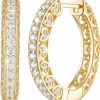 Verniflloga 14K Gold Hoop Earrings Gold Earrings For Women'S Hoop Earrings Small Thick Gold Hoop Earrings Exquisite Diamond Hoop Earrings 17Mm,25Mm | Earrings