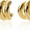 ABILITH Abilith Silver And Gold Triple Hoops Earrings For Women Trendy Two Tone Hoop 18K Chunky Gold Earrings | Earrings