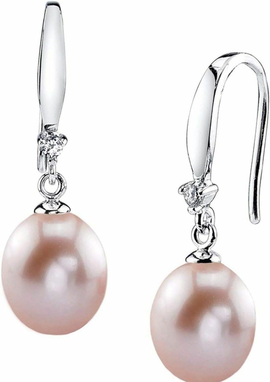 The Pearl Source The Pearl Source Real Pearl Dangle Earrings For Women With Genuine Aaa Quality Freshwater Cultured Pearls | 14K Gold Plated | Earrings