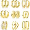 JMScape Jmscape 9 Pairs Small Gold Huggie Hoop Earrings Set For Women, 14K Real Gold Plated Hypoallergenic Cartilage Earring, Lightweight Tiny Gold Hoop Earrings For Gift | Earrings