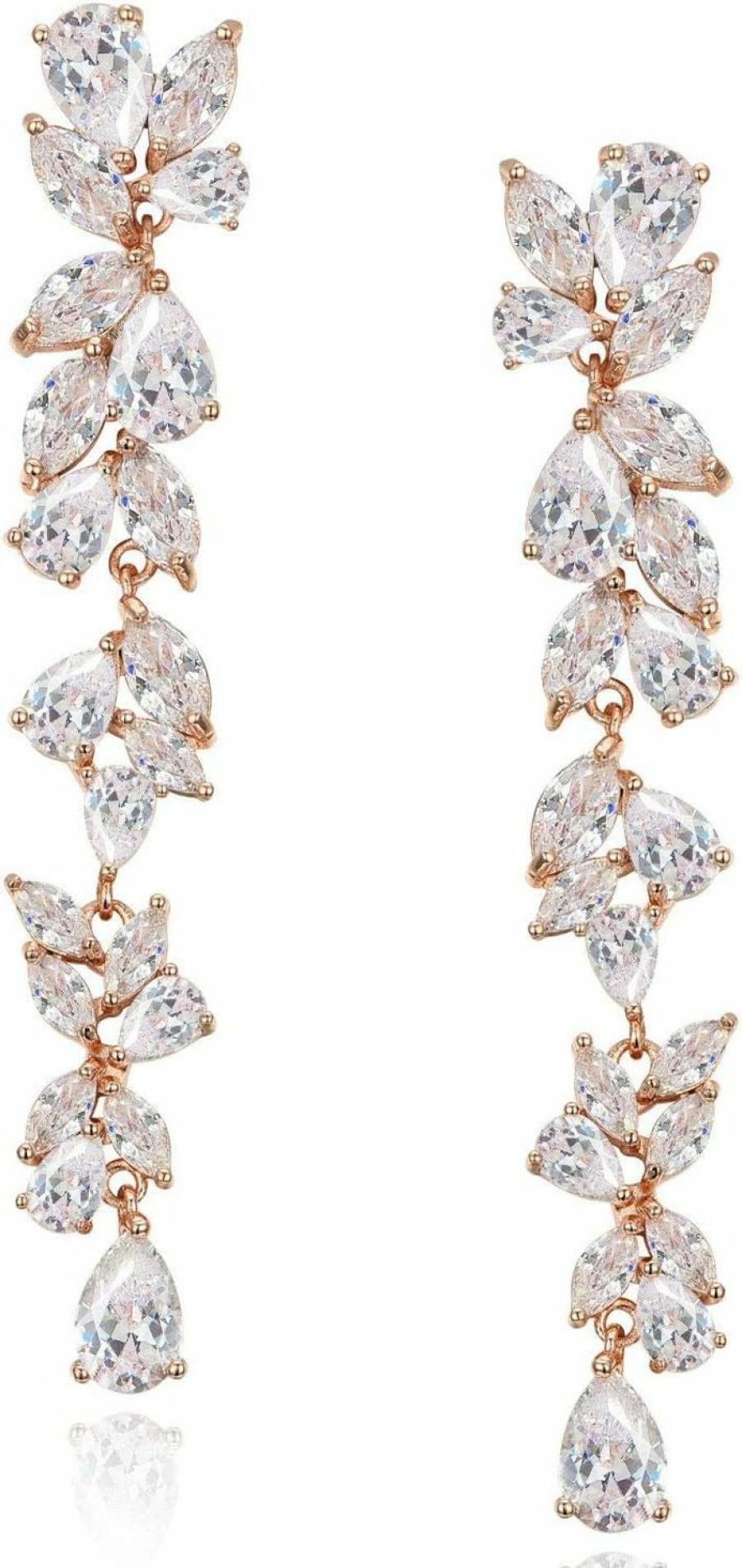 SWEETV Sweetv Cubic Zirconia Bridal Earrings For Women Brides, Crystal Chandelier Wedding Drop Earrings For Prom Or Pageant | Earrings