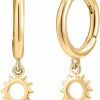 SANNYRA Sannyra Hoop Earrings For Women - 14K Gold Plated Cubic Zirconia Moon Star Spike Lightning Evil Eye Dangle Huggie Drop Dangle Earrings Jewelry For Women | Earrings