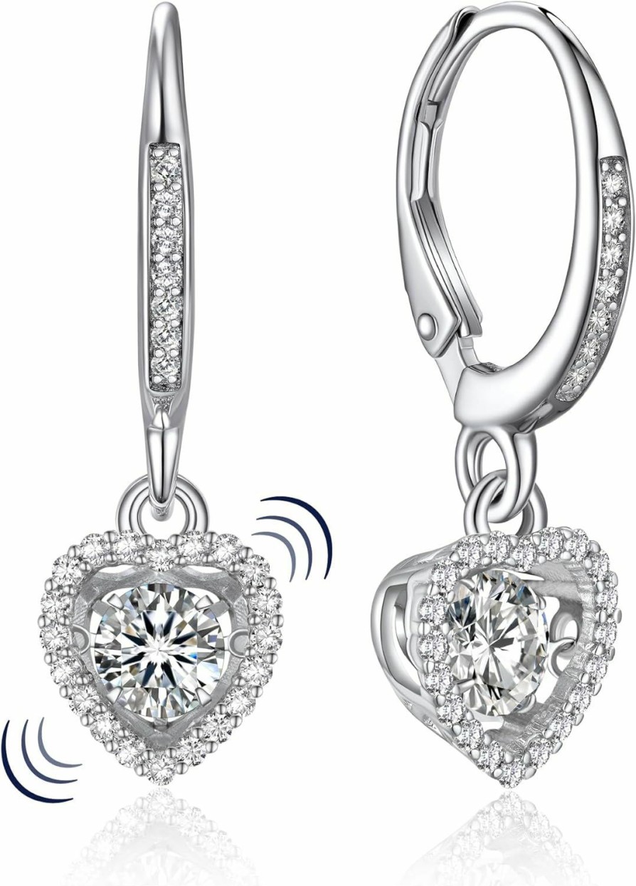 MomentWish Momentwish Moissanite Huggie Earrings For Women, Jewerly Gifts For Her, D Color Vvs1 Simulated Diamond 925 Sterling Silver Dangle Earrings | Earrings