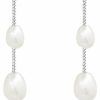 Vavily Vavily Long Tassel Pearl Dangle Earrings Dangling Freshwater Pearl Threader Earrings Pearl Drop Dangle Earrings For Women Bridal Wedding | Earrings