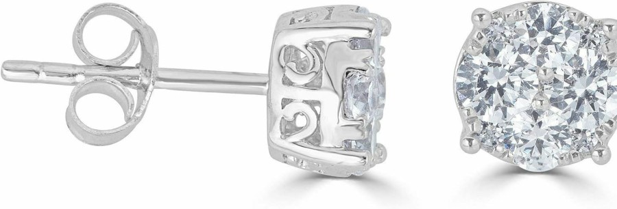 Fifth and Fine 1/2Ct Women Round Diamond Stud Earrings Set In Sterling Silver | Earrings