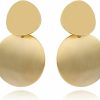 GREICHFAN Gold Silver Round Disc Dangle Earrings Minimalist Circle Geometric Statement Drop Earrings For Women Girls Gift | Earrings