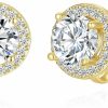 YOQUCOL Yoqucol 8Mm Cubic Zirconia Crystal Clip On Stud Earrings Round Non Pierced Earrings For Women Girls | Earrings