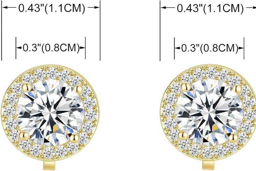 YOQUCOL Yoqucol 8Mm Cubic Zirconia Crystal Clip On Stud Earrings Round Non Pierced Earrings For Women Girls | Earrings