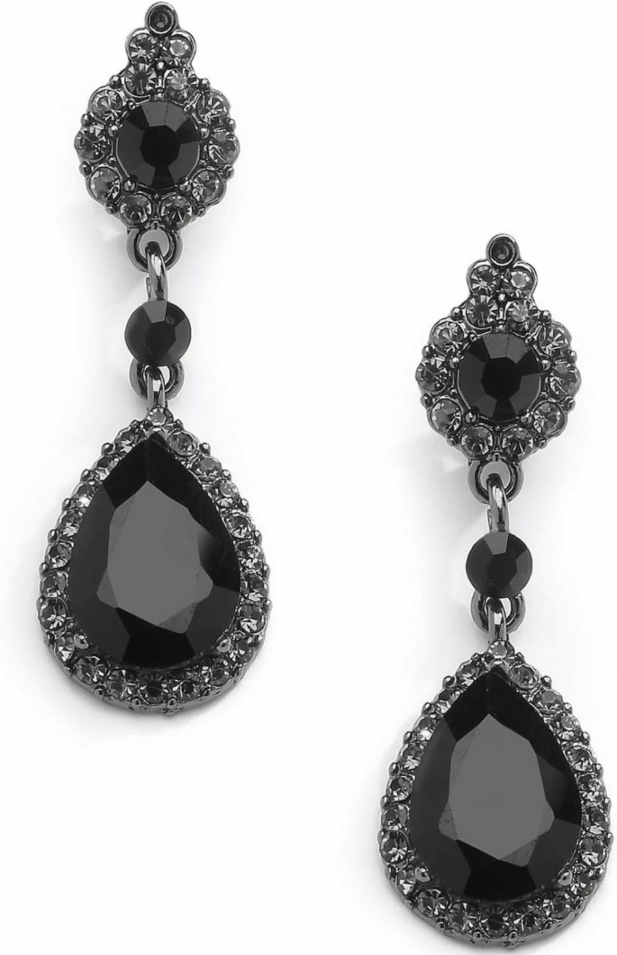 Mariell Mariell Black Crystal Teardrop Dangle Earrings, Jewlery For Brides, Bridesmaids, Prom And Wedding Parties | Earrings