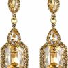 BriLove Brilove Women'S Wedding Bridal Crystal Emerald Cut Infinity Figure 8 Chandelier Dangle Earrings | Earrings