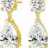 EAMTI Eamti Teardrop Wedding Earrings For Women Cubic Zirconia Dangle Bridal Earrings 925 Sterling Silver Post Pear Cut Earring For Prom Bridesmaid | Earrings