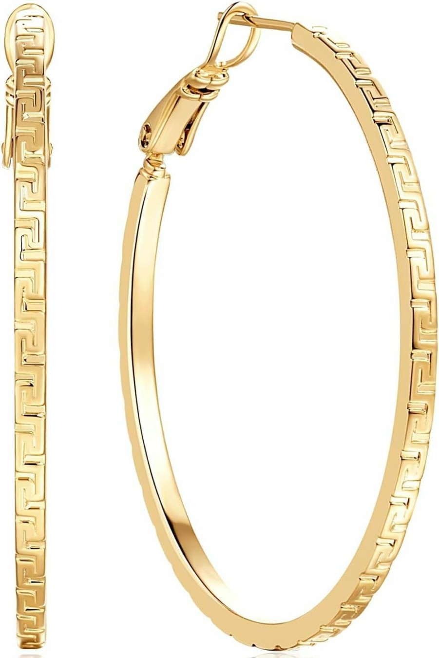 DZCYAN Dzcyan 14K Gold Hoop Earrings For Women Thick Gold Hoop Earrings 14K Gold Earrings Trendy Square-Edge & Hypoallergenic Earrings For Women Chunky Earrings | Earrings