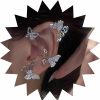 YRlilicc Yrlilicc 2Pcs Glitter Rhinestone Butterfly Ear Cuff Vintage Non-Piercing Fake Earrings Bridal Wedding Climber Ear Wrap Prom Ball Ear Jewelry For Women Girls | Earrings