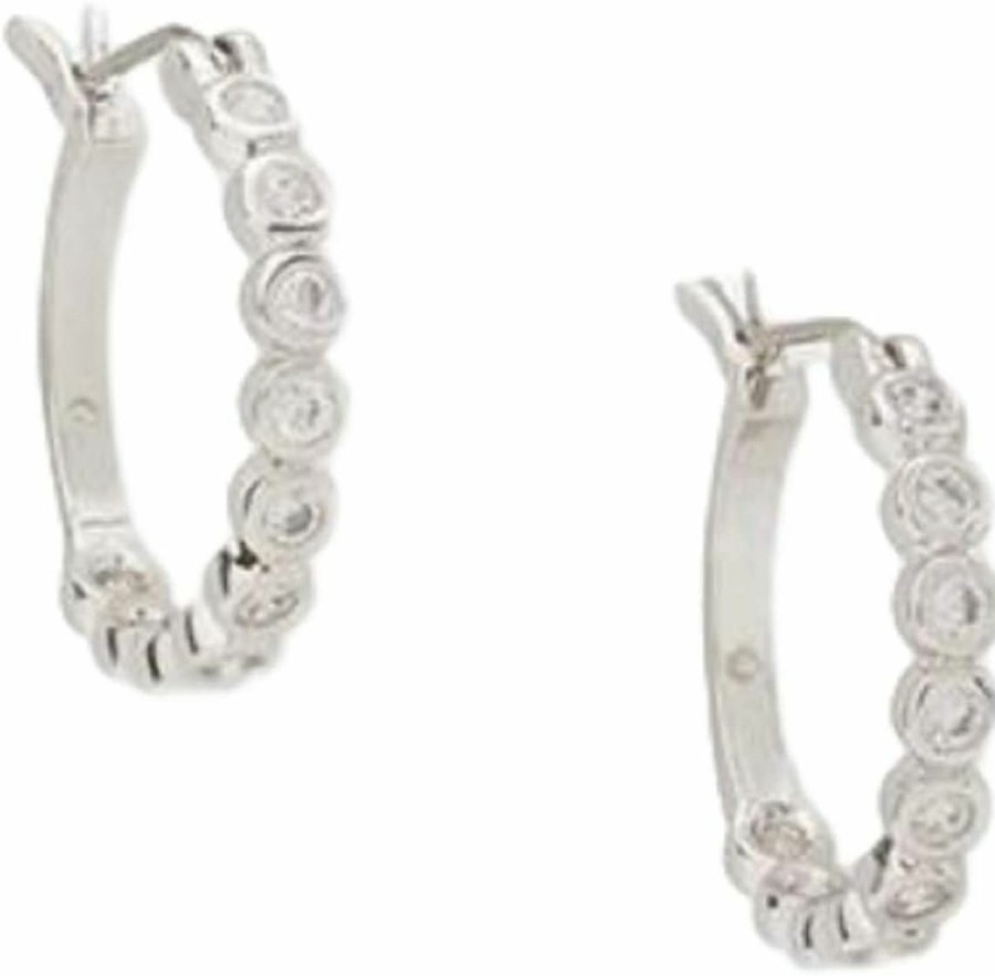 Kate Spade New York Kate Spade Women'S Full Circle Silver Tone Hoop Crystals Earrings | Earrings