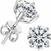 BONJOULRY Bonjoulry Moissanite Stud Earrings For Women Men 18K White Gold Plated 925 Sterling Silver Earrings Earrings D Color Clarity Lab Created Round Diamond Earrings Jewelry Gift For Girls 2.0Ct(1.0Ct/Each) | Earrings