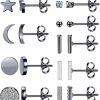 FIBO STEEL Fibo Steel 9 Pairs Stainless Steel Star Moon Stud Earrings For Women Cute Bar Cz Stud Earring Set | Earrings