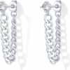 PAVOI Pavoi 18K Gold Plated Sterling Silver Posts Dangle Chain Earrings For Women | Cubic Zirconia Studs Drop Earrings | Earscapes Earrings | Earrings