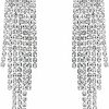 SELOVO Selovo Rhinestone Crystal Tassel Long Sparkle Dangle Earrings 2.8\"/3.3\" Wedding Party Dangling Earrings | Earrings