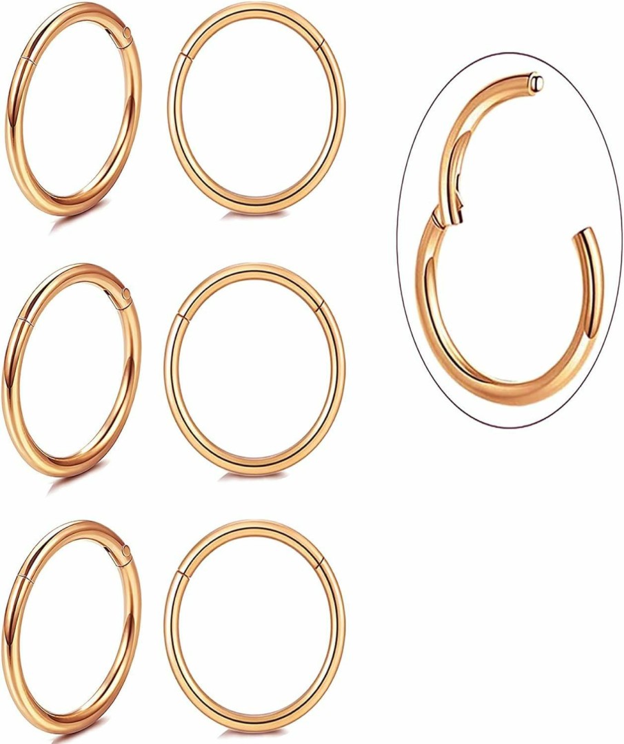 Holfeun Uni Dainty Tiny 18K Real Gold Plating Cartilage Huggie Hoop Earrings, 16G Surgical Steel Small Endless Hinged Hoops Earring For Earlobe Cartilage Helix Rook Daith Conch Nose Lip Body Piercing Jewelry | Earrings