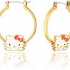 SALLY ROSE Sanrio Hello Kitty Womens Hoop Earrings - Gold Flash Plated And Enamel Hello Kitty Earrings Officially Licensed | Earrings