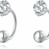 SLUYNZ Sluynz Sterling Silver Cz Half Hoop Earrings For Women Teen Girls Cz Open Hoop Earrings Huggie Cartilage Helix Piercing Ball Screw Backs | Earrings