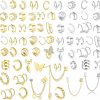 Besteel Besteel 66 Pcs Ear Cuff Earrings For Women Non Piercing, Hypoallergenic Fake Earrings, Silver Clip On Cartilage Earrings For Sensitive Ears, Gold Ear Wrap Earrings For Helix Cartilage, Cross X Double Line Cat Claw Cz Pearl Star Butterfly Ear Cuffs Non Piercing | Earrings