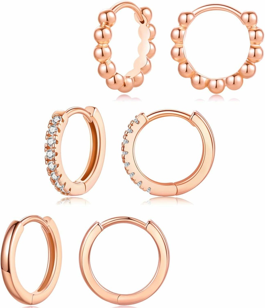 DAILY VIBES Daily Vibes Small Gold Hoops Huggie Earrings For Women 14K Real Gold Plated Dainty Cubic Zirconia Mini Bead Cartilage Earring Hypoallergenic Hoop Earrings Set For Girls | Earrings