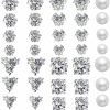 iF YOU Silver Stud Earrings Set For Women Men, 25 Pairs Stainless Steel Earring Pack, Hypoallergenic Cubic Zirconia Earrings Studs Jewelry | Earrings