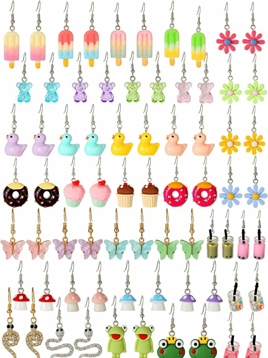 AIDSOTOU 36 Pairs Cute Weird Fun Earrings For Teen Girls Unique Funky Cool Dangle Earrings Set For Wome | Earrings