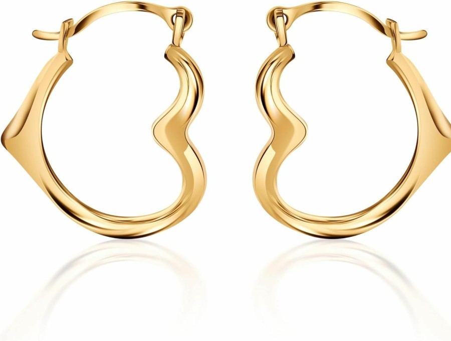 PORI JEWELERS Pori Jewelers 10K Gold Cutesy Open Heart Hoop Earrings- French Lock Closure - Jewelry For Women/Girls - Small Hoop Earrings | Earrings