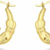 PORI JEWELERS 10K Gold Irish Claddagh Hoop Earrings - French Lock Closure- Jewelry For Women/Girls - Small Hoop Earrings | Earrings