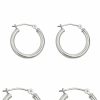 AVORA Avora 3-Pair Classic Polished 2Mm Tube Click-Top Hoop Earrings Set - Yellow Gold, White Gold Or Silver | Earrings