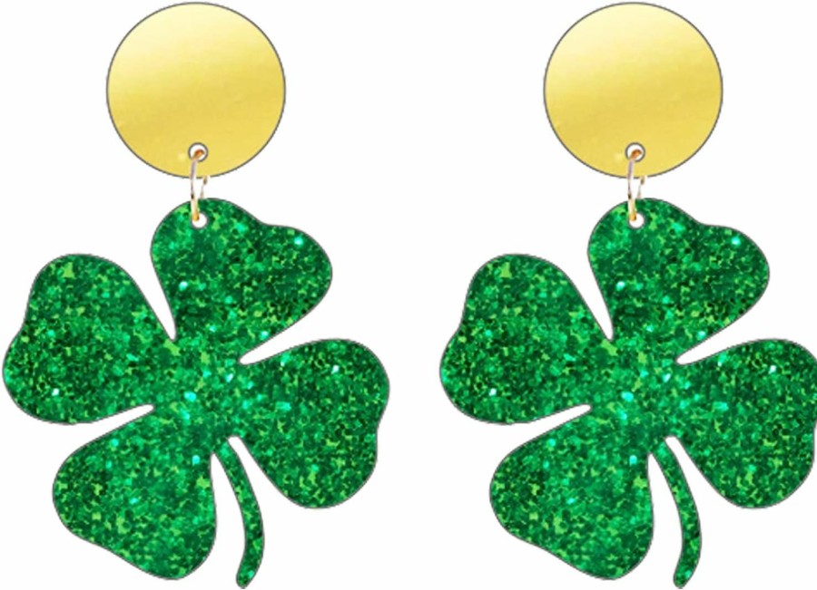 INENIMARTJ St. Patrick'S Day Earrings For Women Girls,Irish Shamrock Acrylic Dangle Earrings, Green Hat Clover Horseshoe Drop Earrings For Irish Festival Gift | Earrings