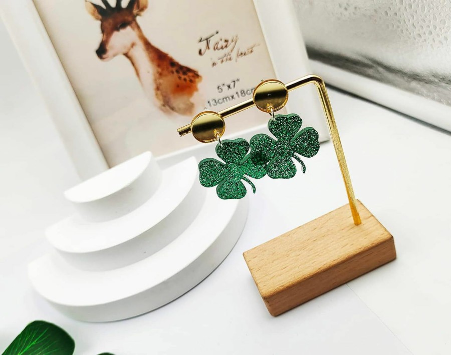 INENIMARTJ St. Patrick'S Day Earrings For Women Girls,Irish Shamrock Acrylic Dangle Earrings, Green Hat Clover Horseshoe Drop Earrings For Irish Festival Gift | Earrings