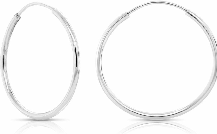 TILO JEWELRY 14K White Gold Round Endless Hoop Earrings - 10-18Mm | Earrings