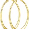 CHLOE LOVETT Chloe Lovett Hoop Earrings 14K Gold Hoop Earrings For Women 14K Gold Earrings Flat-Centered Large Women'S Hoop Earrings Gold Earrings For Women 40Mm | Earrings