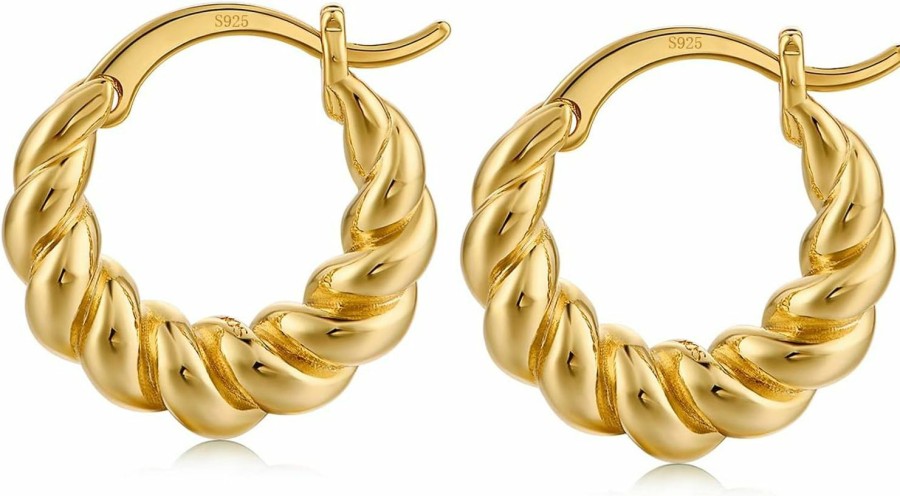 FRUMOS Frumos 18K Gold Plated Chunky Hoop Earrings For Women Fashion Thick Gold Hoops Set Jewelry For Birthday Christmas Gifts | Earrings