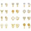 Worthunter 18/12 Pairs Gold/Silver Clip On Earrings For Women Girls Love Knot Cz Faux Pearl Heart Flower Clip On Stud Earrings For Women Hypoallergenic Cute Non Pierced Clip On Earrings Teen Girls Gifts | Earrings