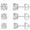 MDFUN 18K White Gold Plated 4 Prong Round Clear Cubic Zirconia Screw Back Stud Earring Pack Of 5 | Earrings