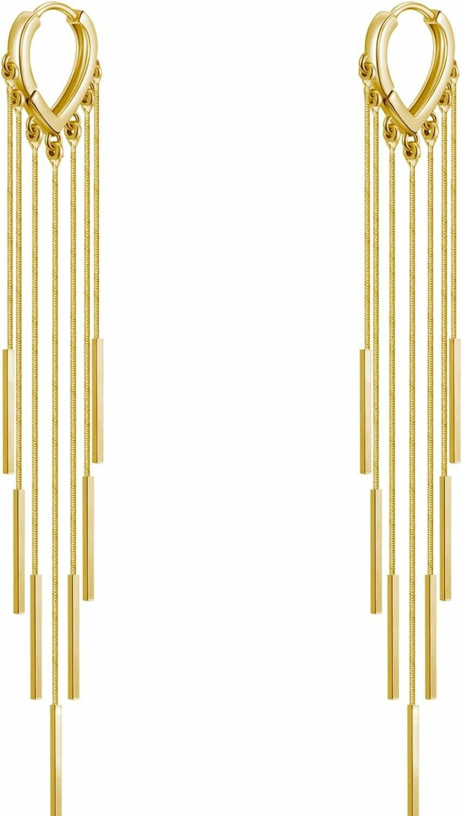 KesaPlan Sterling Silver Women'S Tassel Earrings Long Gold Tassel Earrings 925 Silver Chandelier Earrings Threading Long Gold Dangle Earrings | Earrings