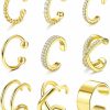 FINREZIO Finrezio 9Pcs Ear Cuffs For Women Non Piercing 18K Gold Plated Cuff Earrings Non Pierced Gold Ear Cuff Clip On Cartilage Earring Adjustable Fake Earrings | Earrings