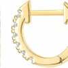 PAVOI Pavoi 14K Gold Plated Sterling Silver Post Pave Cubic Zirconia Huggie Hoop Earrings For Women | Earrings