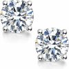 Impalsory Moissanite Stud Earrings, 0.6Ct-2Ct Df Color Brilliant Round Cut Lab Created Diamond Earrings 18K White Gold Plated Silver Friction Back For Women Men | Earrings