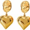 GREICHFAN Heart Drop Earrings Double Heart Statement Dangle Earrings For Women Girls Gold Silver | Earrings