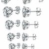 Jstyle Jstyle Stud Earrings For Women Mens Stainless Steel Earrings, 3-8Mm Round Cubic Zirconia Earrings Studs Ear Piercing Jewelry Set | Earrings