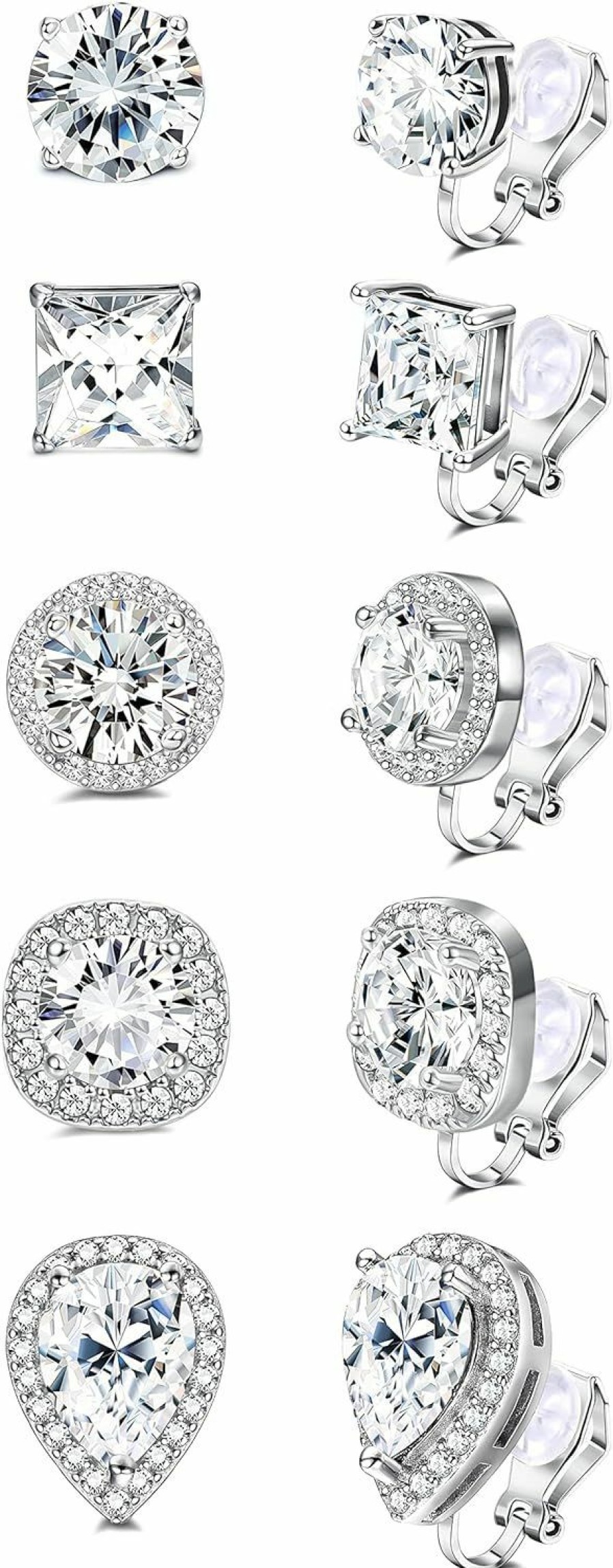 FASACCO Fasacco Cubic Zirconia Clip On Earrings Women Non Pierced Earrings Silver Clip Earrings Clip On Earrings For Girls | Earrings