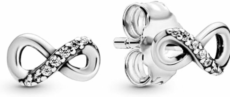 Pandora Pandora Sparkling Infinity Stud Earrings - Great Gift For Her - Stunning Women'S Earrings - Sterling Silver & Cubic Zirconia, No Gift Box | Earrings