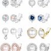 SAILIMUE Sailimue 8 Pairs Clip Earrings Sets For Women Fashion Cubic Zirconia Cz Crystal Freshwater Pearl Earrings Hypoallergenic Non Pierced Clip On Earrings Jewelry | Earrings