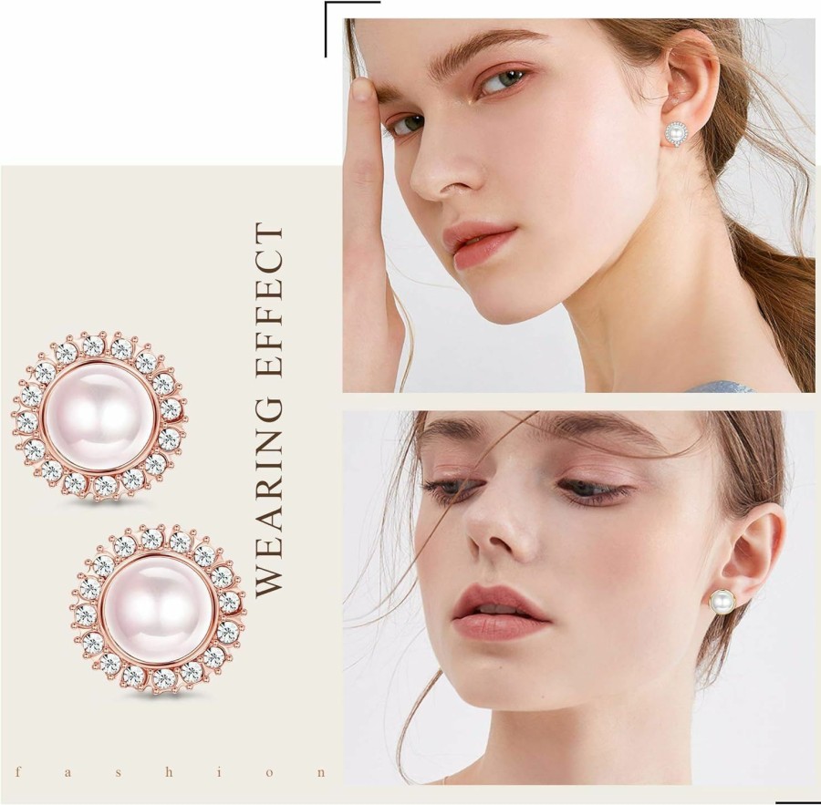 SAILIMUE Sailimue 8 Pairs Clip Earrings Sets For Women Fashion Cubic Zirconia Cz Crystal Freshwater Pearl Earrings Hypoallergenic Non Pierced Clip On Earrings Jewelry | Earrings